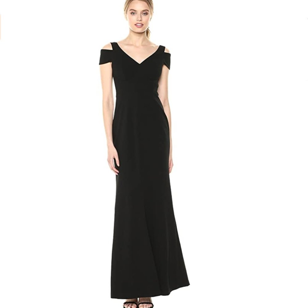 Calvin Klein Black Cold Shoulder Long Gown
